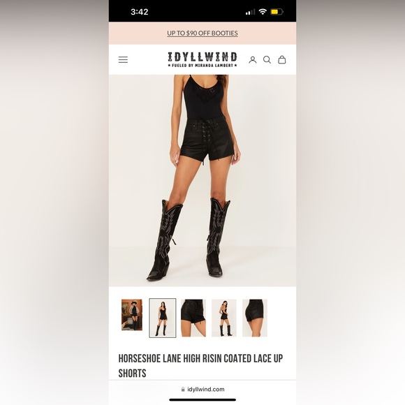 Idyllwind faux leather high-rise lace up shorts - Picture 2 of 6